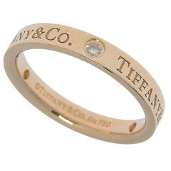 TIFFANY&Co. ティファニー フラット バンド ダイヤ リング K18PG 750 ピンクゴールド ダイヤモンド 3.1g 約7.5号 指輪 レディース アクセサリー ★ 【仕上済】