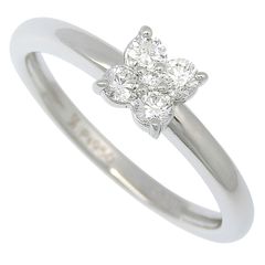 VANDOME ヴァンドーム青山 フラワー モチーフ ダイヤ リング Pt950 プラチナ ダイヤモンド 0.17ct 2.7g 6.5号 指輪 レディース アクセサリー ★