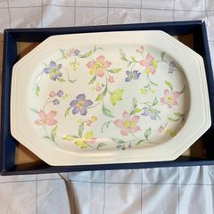 未使用・長期保管】庫山窯 前畑陶器 染錦花鳥 輪花大鉢 約25cm 箱付き