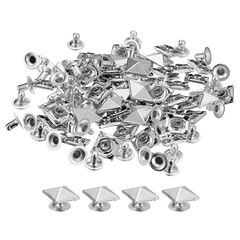 【新品】 uxcell リベット 10mm ピラミッドラピッドリベット スタッズ 正方形 パンク レザークラフト装飾 シルバー 50セット
