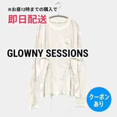 GLOWNY SESSIONS Tシャツ/カットソー ホワイト 無地 ワンポイント ミドル丈 長袖 クルーネック(丸首) レディース