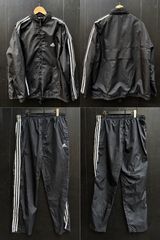 90s - 00s adidas アディダス 3 ストライプ ナイロン セットアップ ジャケット & パンツ メッシュ裏地 ドローコード