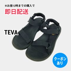 TEVA テバ サンダル ブラック 無地 ワンポイント ブランドロゴ フラット ストラップあり スポーツサンダル メンズ