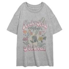 アンブランデッド レディース トップス Tシャツ グラフィック Unbranded Juniors Rock And Roll Wildflowers Festival Oversize Graphi