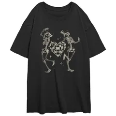 アンブランデッド レディース トップス Tシャツ グラフィック Unbranded Juniors Skeletons Disco Dancers Oversized Graphic Tee Blac
