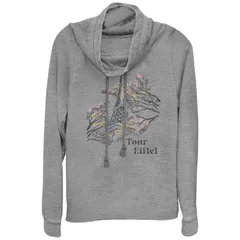アンブランデッド レディース トップス Tシャツ グラフィック Unbranded Womens Eiffel Tower Sketch Cowlneck Graphic Lightweight Lo
