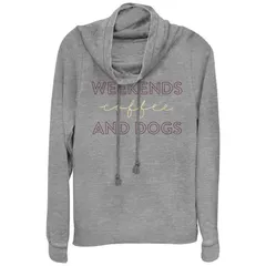 アンブランデッド レディース トップス Tシャツ グラフィック Unbranded Womens Weekend Coffee Andogs Cowlneck Graphic Lightweight