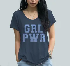 アンブランデッド レディース トップス Tシャツ グラフィック Unbranded Juniors Grayson Threads GRL PWR Graphic Tee Vintage Navy ネ