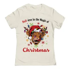 アンブランデッド レディース トップス Tシャツ グラフィック Unbranded Juniors Magichristmas Cow Graphic Tee Natural