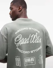 エイソス メンズ トップス Tシャツ グラフィック ASOS DESIGN heavyweight oversized Tshirt with text graphic in washed Laure
