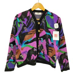 ヒロココシノ HIROKO KOSHINO 80-90S 金釦 総柄 ニット カーディガン レディース 表記無