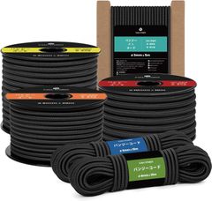 ショックコード 伸縮ひも ゴムロープ シート 弾性コード カヤック 5m 固定 x キャンプ用 6mm | バンジーコード ブラック