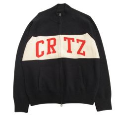 良品 24aw Corteiz コーテイズ CRTZ Knit Zip Up ニット ジップアップ ジャケット ブルゾン ロゴ ドライバーズ L ネイビー メンズ 古着 中古 USED