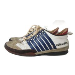 ディースクエアード DSQUARED2 スニーカー シューズ 401/2 スエード切替 ロゴ プレート 白 ホワイト マルチカラー ■MNK11