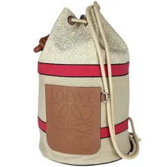 ロエベ LOEWE ショルダーバッグ セーラーバッグ アナグラム 巾着型 キャンバス ベージュ ブラウン レディース 【中古】
