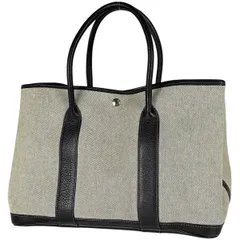 エルメス HERMES ガーデンパーティMM トートバッグ トワルアッシュ グレー ブラック □G レディース 【中古】