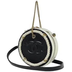 シャネル CHANEL ショルダーバッグ ココマーク マトラッセ レザー ブラック ホワイト AS0075 レディース 【中古】