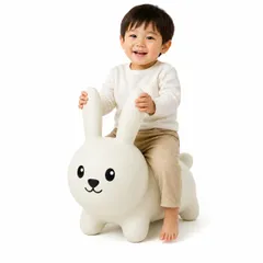 バニー ホッピング バランスボール ジャンピング スポーツトイ うさぎ 室内遊具 乗用玩具 PVC製 子供用 跳ねる おもちゃ (ホワイト) [ホワイト]