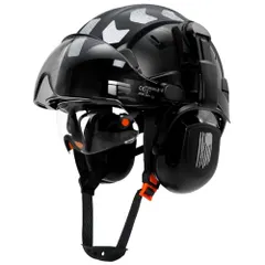 安全ヘルメット ブラックヘルメットセット 職業用 二重防?ゴーグル付き 建設用 作業用 軽量 通気性 耐衝撃 夜光反射 防護帽 調整可能 アジャスタブル ヘッドバンド付き EN397規格準拠ma
