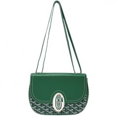 ゴヤール ショルダーバッグ レディース サック233 PM 肩掛け 斜め掛け GOYARD 233SH2PMLTY09CL09P PVCコーティングキャンバス レザー グリーン 緑 シルバー金具【中古品】