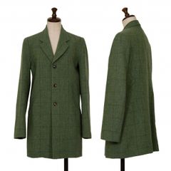토리코 꼼데가르송 tricot COMME des GARCONS カーブ切替チェックウールジャケット 緑M位
