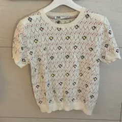 ZARA ザラ 半袖 ニット フラワー クロシェ
