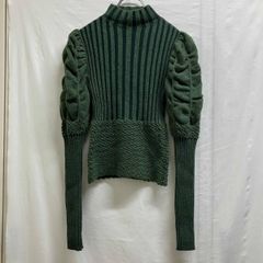 PAULA CANOVAS DEL VAS 変形リブニット 長袖 グリーン サイズS パウラカノヴァスデルヴァス