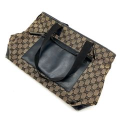FA904 訳あり GUCCI ハンドバッグ GG柄 キャンバス トートバッグ イタリア製 ベージュ×ブラック