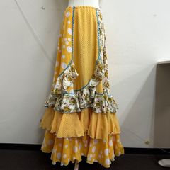 専用出品です。オーダーファルダ白地黄色水玉/黄色フリル Atelier Ikeda】フラメンコ衣装 スカート ファルダ 黄色 イエロー 水色
