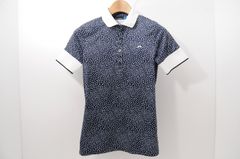 中古 レディース ジェイリンドバーグ J.LINDEBERG 半袖ポロシャツ S 紺×白 ネイビー×ホワイト ドット