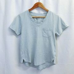 AMERICAN HOLIC アメリカンホリック レディース スラブコットンポケット付Vネック 半袖Tシャツ 水色 Sサイズ □〇