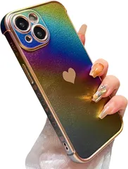中古 【数量限定】TPU シリコン スマホケース メッキ加工 柔軟な エッジ ラグジュアリー ケース 蛍光色 虹色 15 マッ 即納