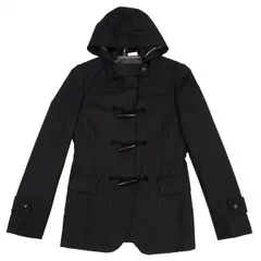 コムデギャルソン オムプリュスCOMME des GARCONS HOMME PLUS ウールストライプダッフルジャケット 黒XS