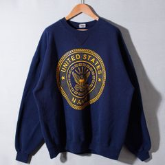 90s USA製 NAVY ミリタリー スウェット XL ネイビー ヴィンテージ 両面プリント SOFFE ソフィー ストリート オーバーサイズ アメリカ海軍 古着 f2006