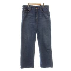 サキュウ caqu デニムパンツ ジーンズ ジップフライ 麻 リネン混 1 青 ブルー /BB