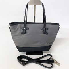 상태매우좋음 SHIPS シップス トートバッグ ショルダーバッグ 2way グレー×ブラック バイカラー ナイロン調 ショルダーストラップ付属 OR03836