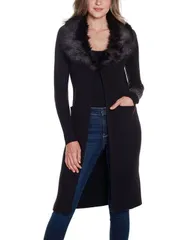 ベルディーニ レディース アウター ニット・セーター リブ セーター カーディガン Belldini Womens Black Label Ribbed Collar Duster Cardigan