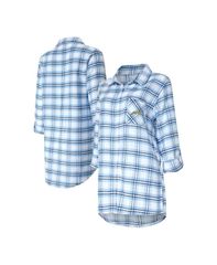 コンセプツ スポーツ レディース トップス シャツ Conceptsport Womens Powder Blue Los Angeles Chargersienna Plaid FullButton