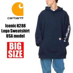 ニューネイビー ビッグサイズ カーハート パーカー 大きいサイズ メンズ プルオーバーパーカー CARHARTT USAモデル スウェット 無地 裏起毛 10.5オンス 厚手 防寒 ヘビーウェイト 秋 冬 ブランド 3XL 4XL 5XL K288