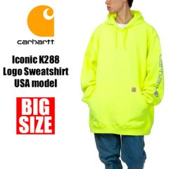 ブライトライム ビッグサイズ カーハート パーカー 大きいサイズ メンズ プルオーバーパーカー CARHARTT USAモデル スウェット 無地 裏起毛 10.5オンス 厚手 防寒 ヘビーウェイト 秋 冬 ブランド 3XL 4XL 5XL K288