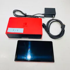 【目立った傷なし】Nintendo Switch 有機EL マリオレッド 本体＋ドック＋ACアダプター＋HDMIケーブル【Joy-Con・箱なし】J-5