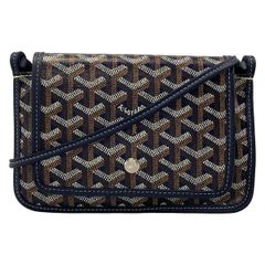 GOYARD(ゴヤール) ショルダーバッグ美品 プリュメ ネイビー×ブラウン×白 レザー