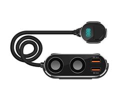 カーチャージャー Quick Charge 3.0 120W シガーソケット2連 USB2ポート 電圧計 SHEAWA スイッチ付き 急速充電 12V/24V 車用USB充電器 iPhone、Android、IQOSなど対応as a90811d3