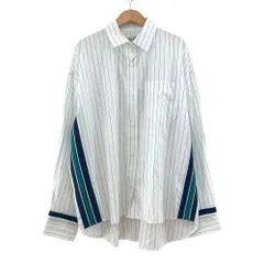 未使用 blanc basque ブランバスク ストライプ シャツ ブラウス カットソー 長袖 サイドライン サイズ38 白 ホワイト レディース 古着 中古 USED