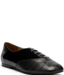 マークノーラン レディース シューズ スニーカー レザー Marc Nolan Womens Crosstown Croco Patent Leather Ballet Sneakers Black