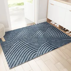 【数量限定】ブルー 60×90cm お手入れ簡単 水洗い 長さ調整可能 滑り止め 大判 玄関外マット 洗える 家庭用 業｜在庫あり