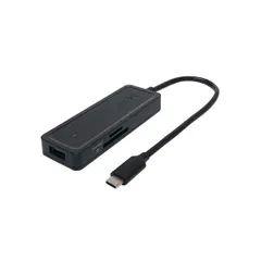 USB Type-Cポート搭載PCの接続をすっきり拡張 USB3.2 Gen2ハブ カードリーダー搭載 4ポート 10Gbps ブラック コンパクト 在宅ワーク 周辺機器