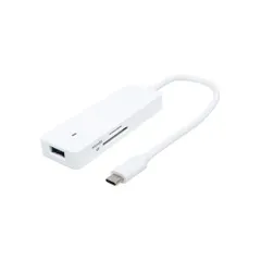 USB Type-Cポート搭載PCの接続をすっきり拡張 USB3.2 Gen2ハブ カードリーダー搭載 4ポート USBハブ 10Gbps 超高速転送 ホワイト コンパクト 在宅ワーク