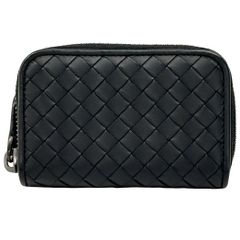 ボッテガ・ヴェネタ BOTTEGAVENETA 財布 レディース メンズ ブランド イントレチャート コインケース レザー ブラック 黒 ラウンドファスナー ミニ コンパクト おしゃれ 【中古】