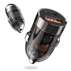 カーチャージャー 30W 2ポート シガーソケット ハンドル付き Type-C USB-C PD3.0 QC3.0 USB-A 12V/24V車 ソケット分配器 iPhone 16/iPhone 15/iPhone 14/iPhone13/i 75394388